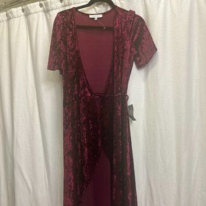 The Vanity Room Hi Low Red Velvet Wrap Dress